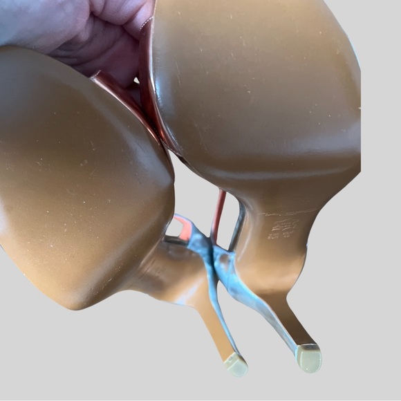 VIA SPIGA METALLIC LEATHER TRI-COLOR ANKLE STRAP HIGH HEEL SANDALS - SIZE 8.5 - Picture 4 of 4